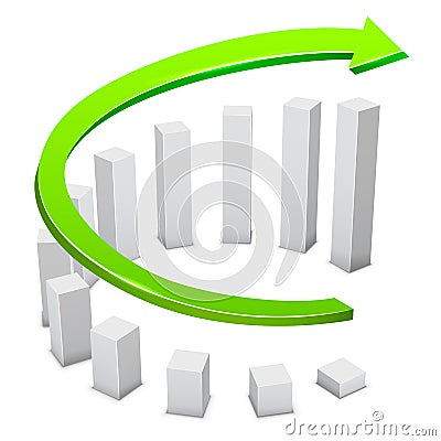 Business growing circular bars graph Vector Illustration