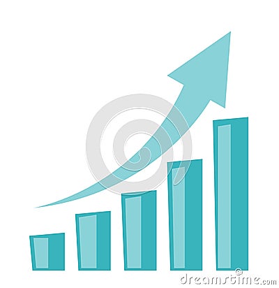 Business growth bar chart with arrow going up. Vector Illustration