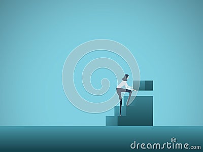 Business growth and career development vector concept with businesswoman building steps. Symbol of career ladder Vector Illustration