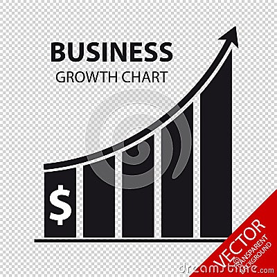 Business Growth Chart - Vector Illustration - Isolated On Transparent Background Stock Photo