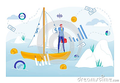 Business Growth Financial Development Strategy. Vector Illustration