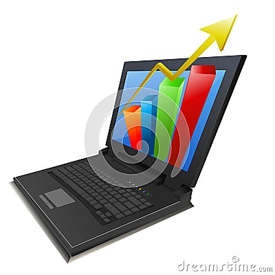 Business growth graph in laptop Stock Photo