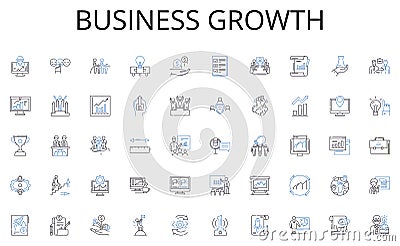 Business growth line icons collection. Agriculture, Farming, Horticulture, Gardening, Composting, Irrigation Vector Illustration