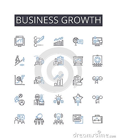 Business growth line icons collection. Logistics, Fulfillment, Shipping, Invoicing, Warehousing, Delivery, Processing Vector Illustration