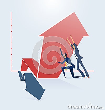 Business growth and success concept. Change of a direction Vector Illustration