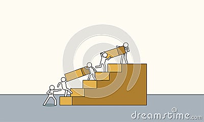 Business growth vector concept illustration. Doodle mission ambition success finance profit. Progress direction leadership Vector Illustration