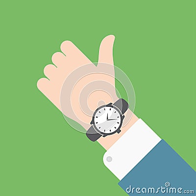 Business hand with classic wristwatch Vector Illustration