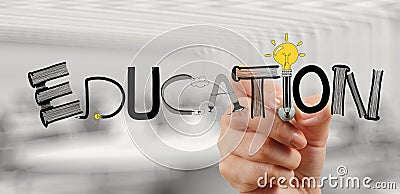 Business hand drawing graphic design EDUCATION Stock Photo