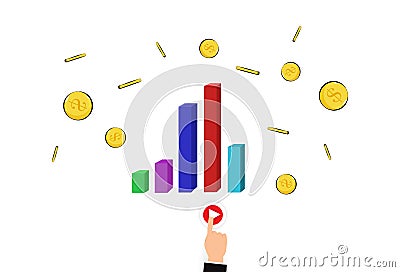 Business hand and finger target peak money bar graph pointing is Vector Illustration