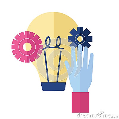 Business hand gears bulb Vector Illustration