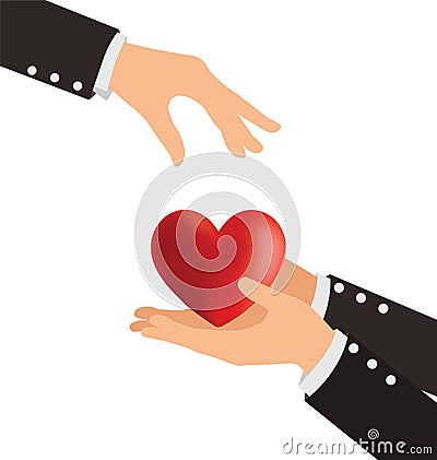 Business Hand Giving Heart Vector Illustration