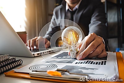 Idea saving energy and accounting finance concept Stock Photo