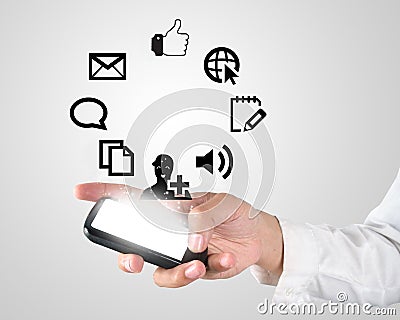 Business hand playing mobile phone Editorial Stock Photo