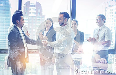 Business handshake and business people. Business executives to congratulate. Stock Photo