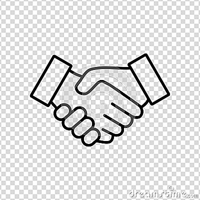 Business handshake contract agreement line art vector icon for apps and websites Vector Illustration