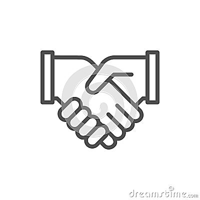 Business handshake, contract agreement, partnership line icon. Vector Illustration