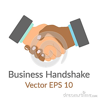 Business handshake handdrawn simple flat icon, concept of partner agreement or good deal, vector EPS 10 color cartoon Vector Illustration