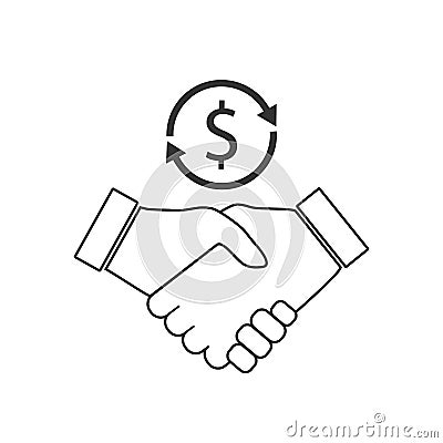 Business handshake icon. Vector illustration, flat design Cartoon Illustration