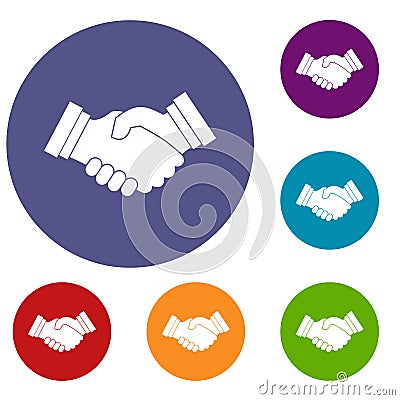 Business handshake icons set Vector Illustration