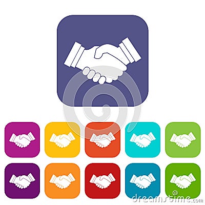 Business handshake icons set Vector Illustration