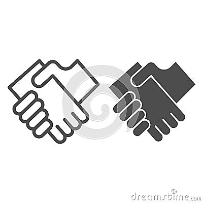 Business handshake line and glyph icon. Hands shaking vector illustration isolated on white. Agreement outline style Vector Illustration