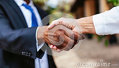 Business handshake of senior age businesspeople Stock Photo