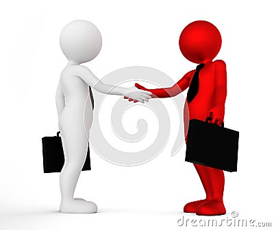 Business handshake. Ton man shaking hands. Deal, agreement, partner concept Cartoon Illustration