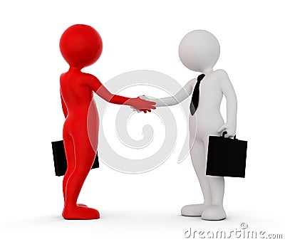 Business handshake. Ton man shaking hands. Deal, agreement, partner concept Cartoon Illustration