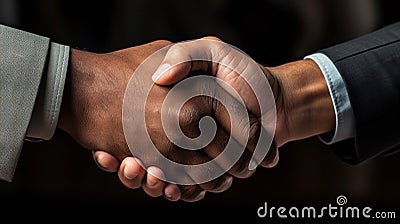 Business handshake between two people. Close-up of the hands of two business people. Business partners, partnership and Stock Photo