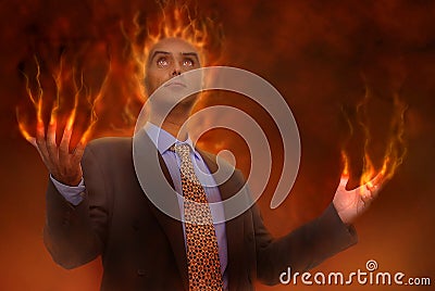 Business in hell Stock Photo