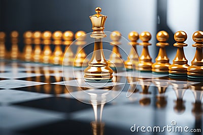 Business hierarchy Golden pawn stands out, embodying leadership in teamwork Stock Photo