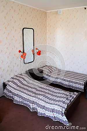 Business hotel room and two bed. Stock Photo