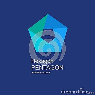 Business icon pentagon, flat pentagon, geometric design concept Cartoon Illustration