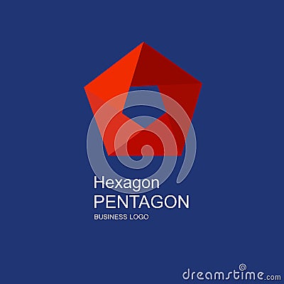 Business icon pentagon, flat pentagon, geometric design concept Cartoon Illustration