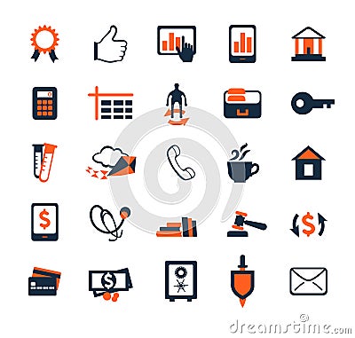 Business icon set. Finance, marketing, e-commerce. Flat design Vector Illustration
