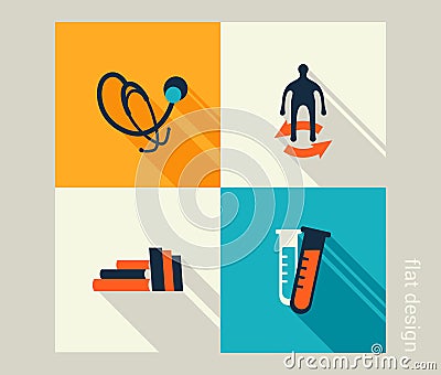 Business icon set. Healthcare, medicine, checkup. Flat design Vector Illustration