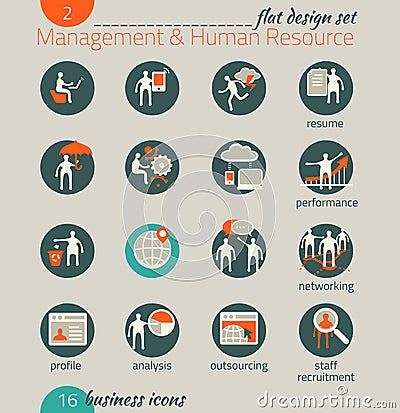 Business icon set. Management, human resources, marketing Vector Illustration