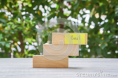 business icon steps to achieve goals for best performance to get annual bonus Stock Photo
