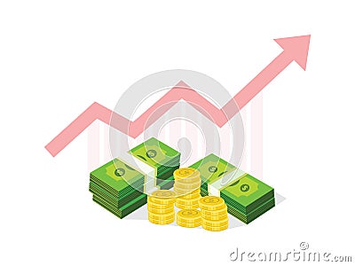 Business Icon Vector for Financial Success Concept Money Graph. Vector Illustration