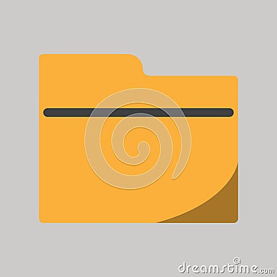 Business icon, yellow file folder organizer icon with shadow Vector Illustration