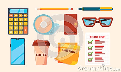 Business icons. Agenda check lists planning pages for daily routine organize boards meeting tools hands with markers Vector Illustration