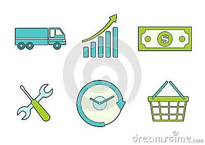 Business icons for commercial shipping Vector Illustration