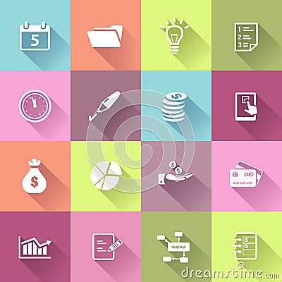 Business Icons in Flat Design Style Vector Illustration