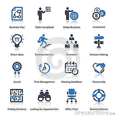 Business Icons Set 3 - Blue Series Vector Illustration