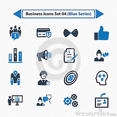 Business Icons Set 04 - Blue Series Vector Illustration