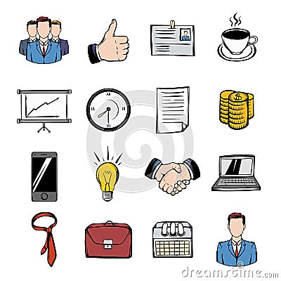 Business icons set cartoon Vector Illustration