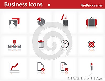 Business icons set - Firebrick Series Vector Illustration