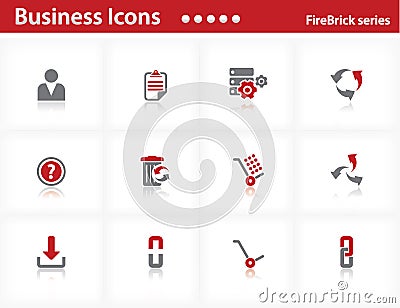 Business icons set - Firebrick Series Vector Illustration