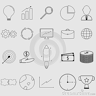 Business icons set. Icons for business ,set outline icon collect Cartoon Illustration