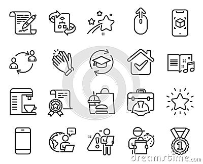Business icons set. Included icon as Clapping hands, Best rank, Technical algorithm signs. Vector Vector Illustration